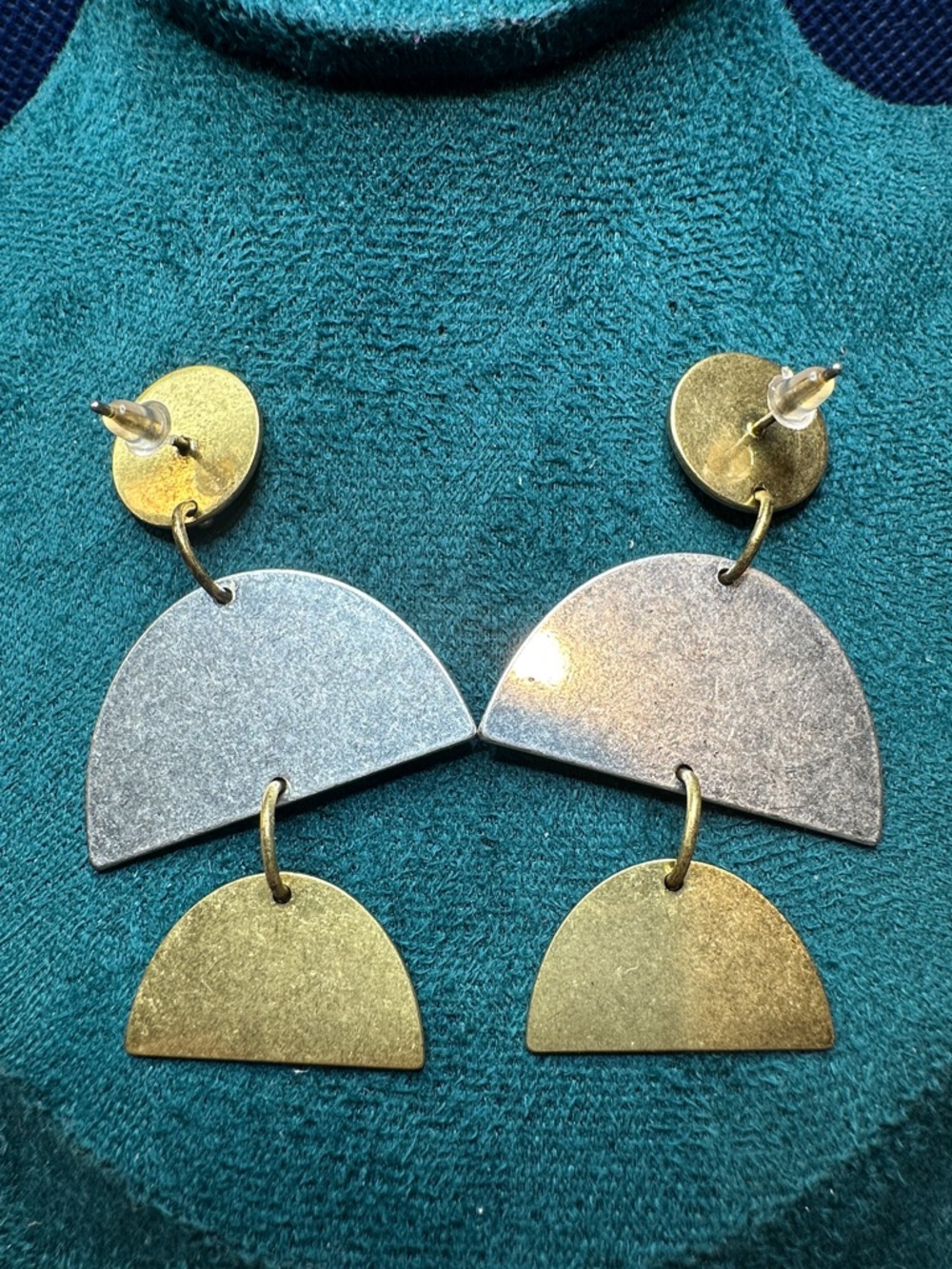 Madewell Brass and Sterling Post Geometric Modernist Earrings - Picture 2 of 7